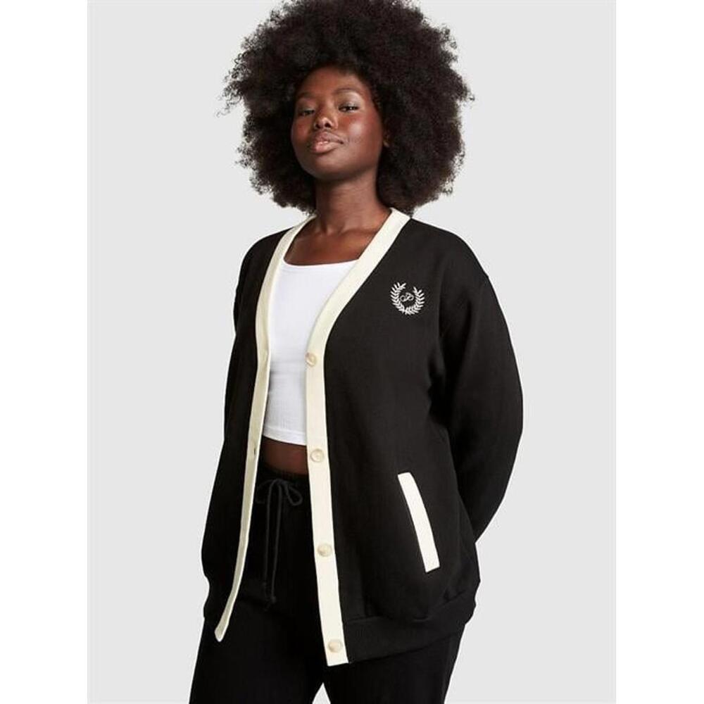 Vicrorias Secret PINK Premium Fleece Boyfriend Cardigan Black M